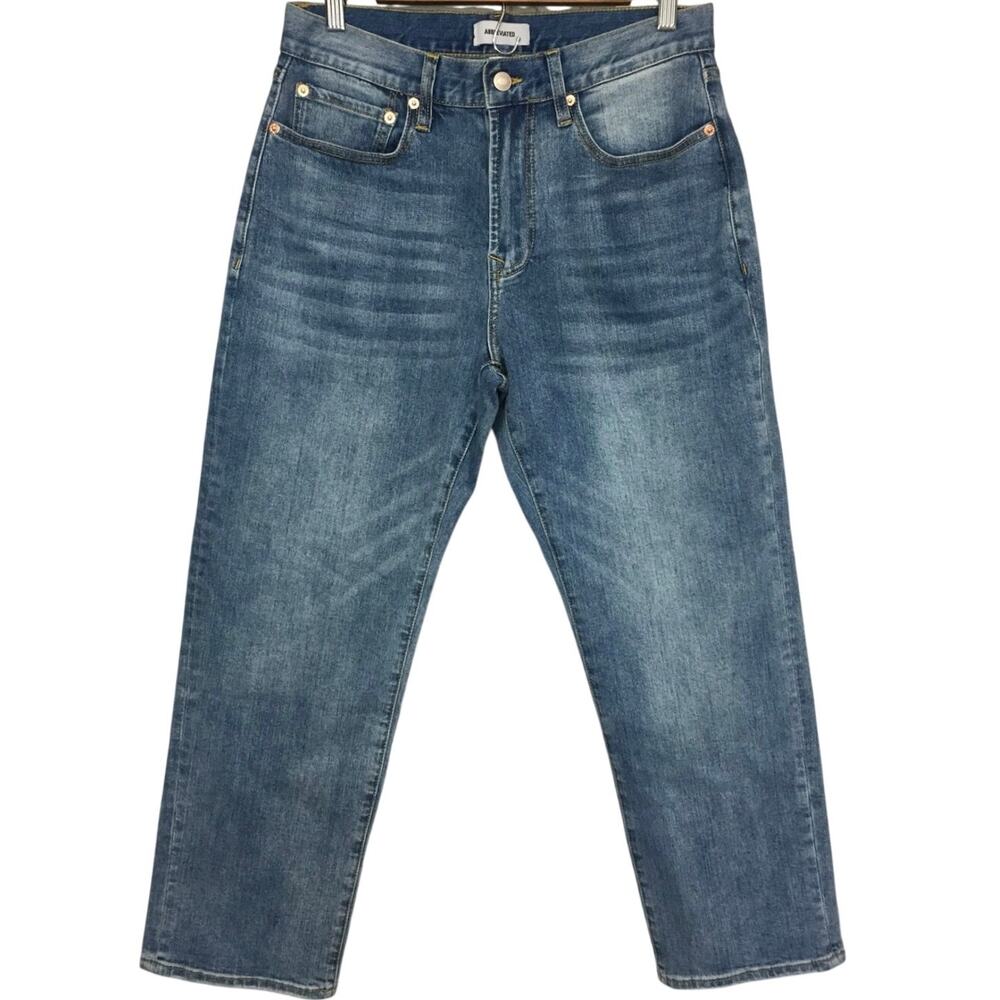 Abbreviated Men's Straight Leg Jeans 30x26.5 Short Inseam Medium Wash Denim